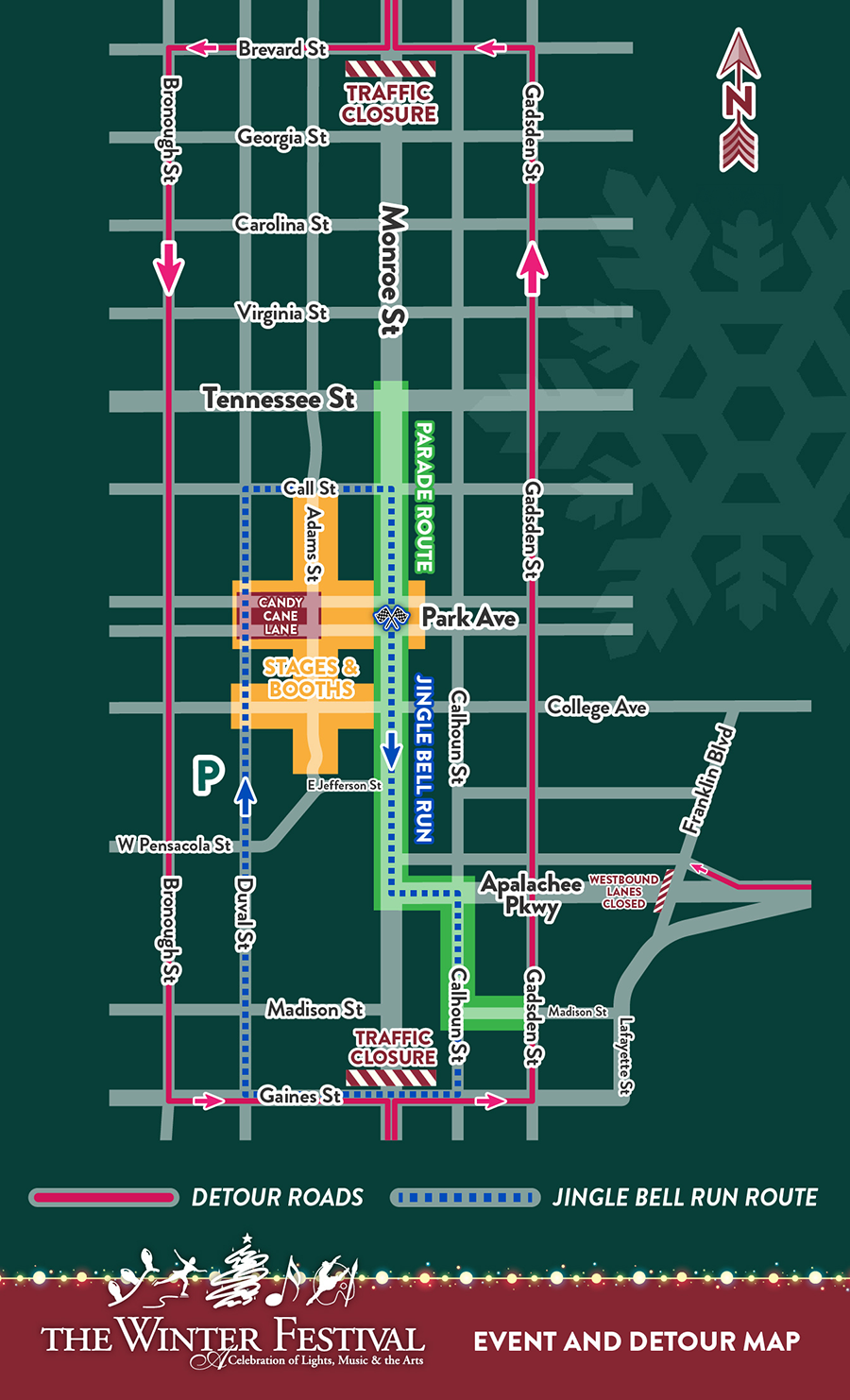 A map of the street closures and parade route