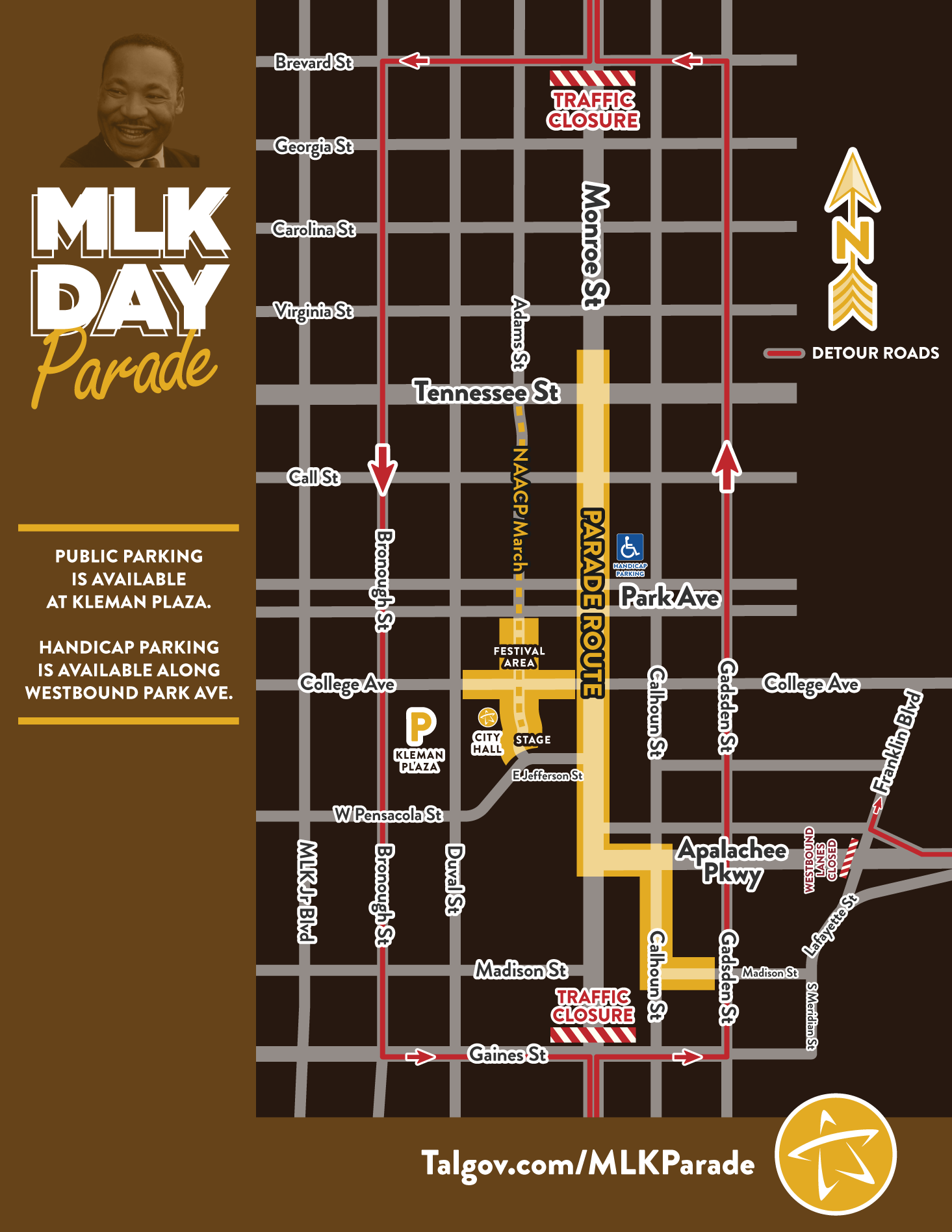 The parade map for MLK Day